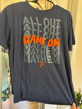All out Mayhem 2024 Navy Graphic Tee by Orangetheory